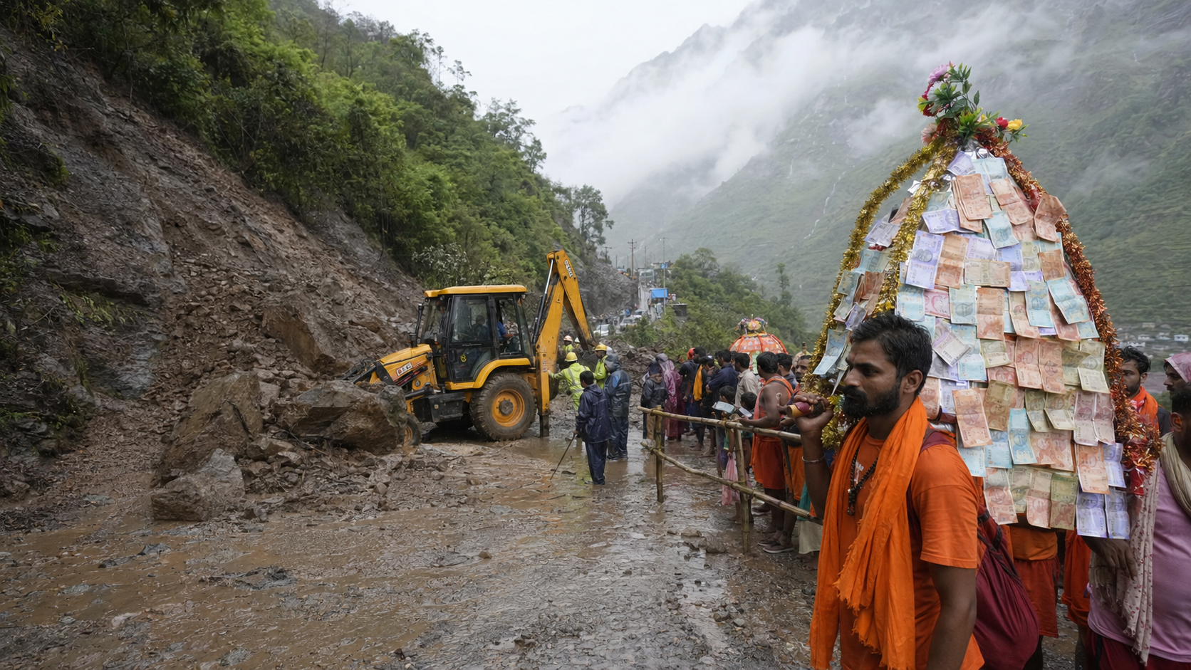 केदारनाथ यात्रा मार्ग पर भूस्खलन और हरिद्वार में नोटों वाली कांवड़
